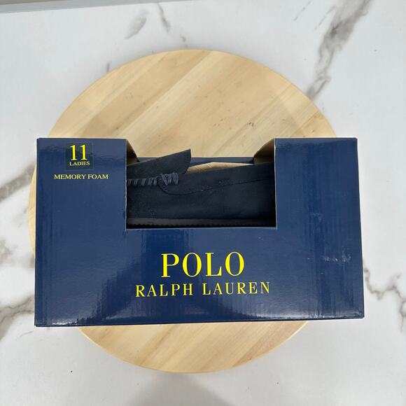 Polo Ralph Lauren Polo Bear American Navy Moccasin Slippers Size 11 Womens - Picture 3 of 6